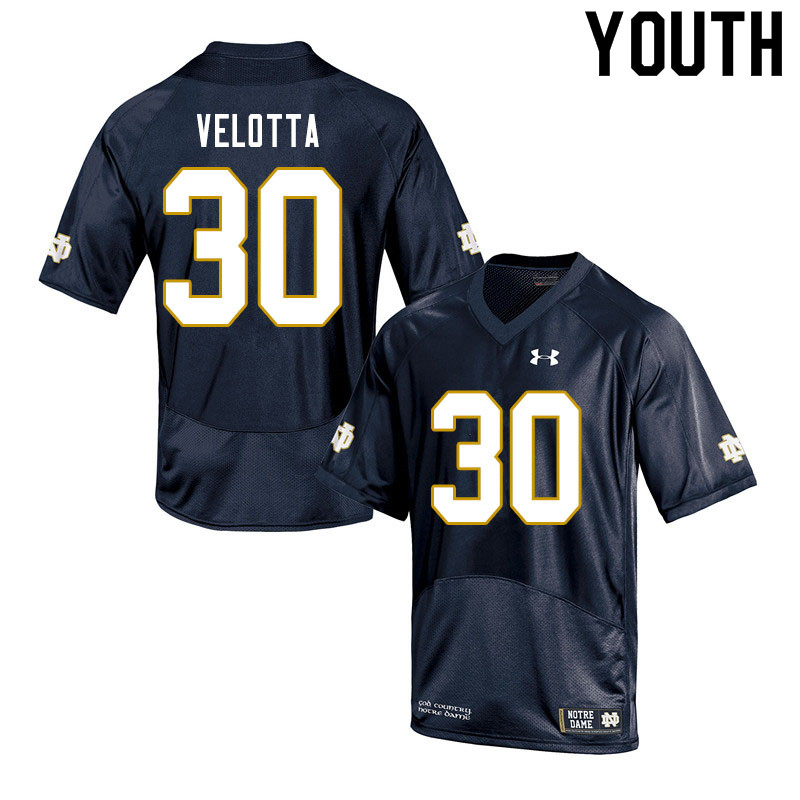 Youth #30 Chris Velotta Notre Dame Fighting Irish College Football Jerseys Sale-Navy